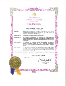 Vancouver has proclaimed December 5th as Vancouver Soil Day!